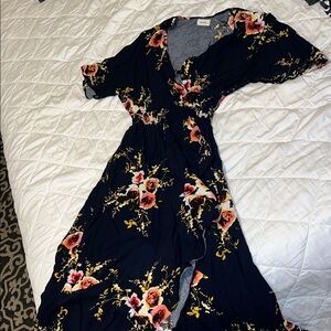 Navy Floral Midi Dress